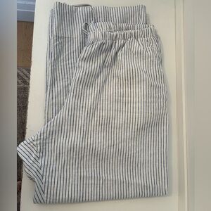 GAP Linen Blue and White Striped Wide Leg Pants